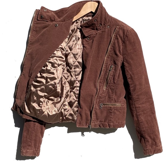 Blanc Noir Brown Corduroy Bomber Jacket - Picture 6 of 6